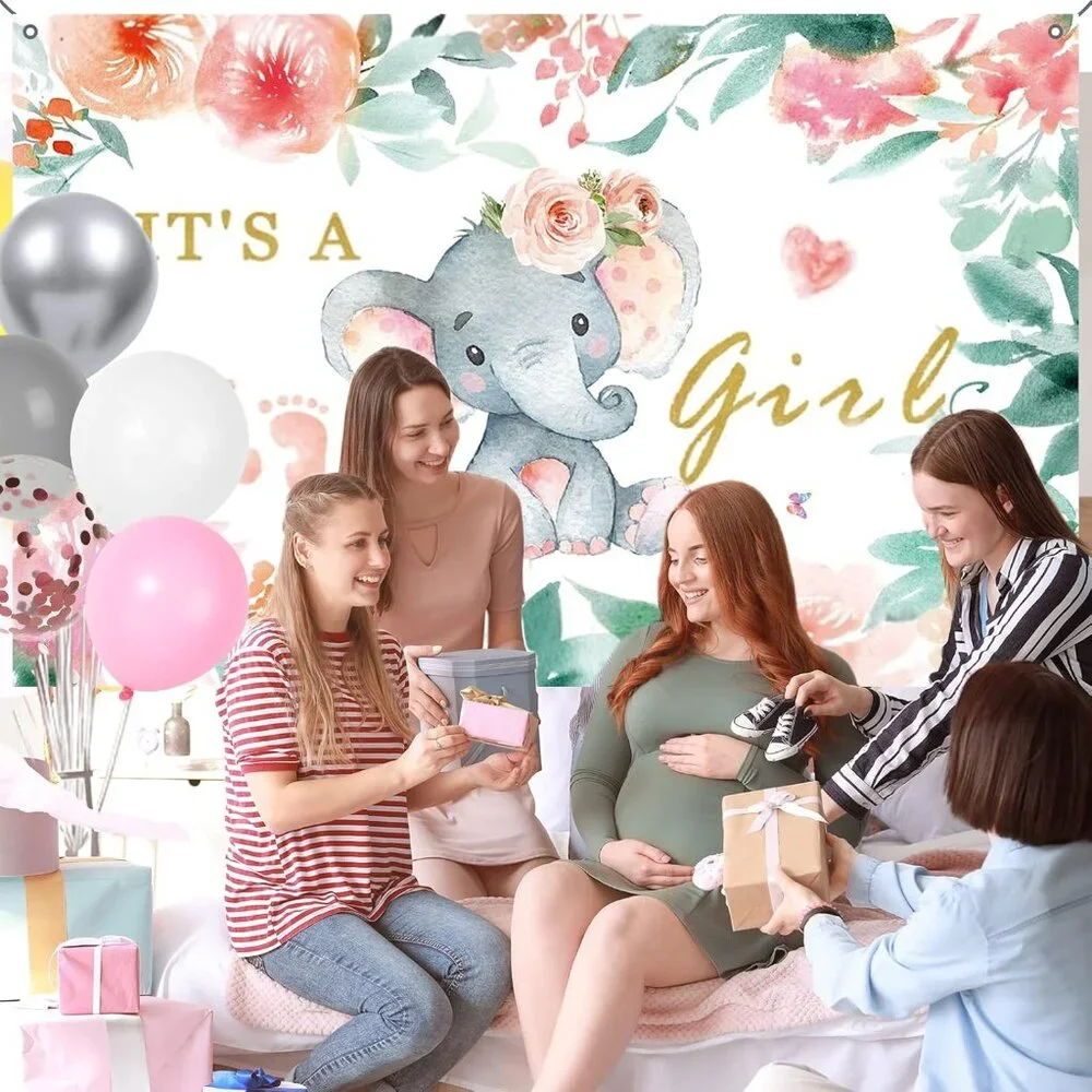 Elephant Girls Baby Shower Decoration Set - Pink